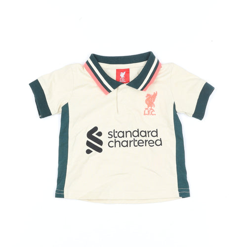 Liverpool FC Beige Baby Polo Babygrow 0-3 Months Short Sleeve Cotton