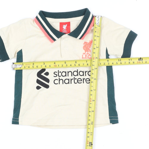 Liverpool FC Beige Baby Polo Babygrow 0-3 Months Short Sleeve Cotton