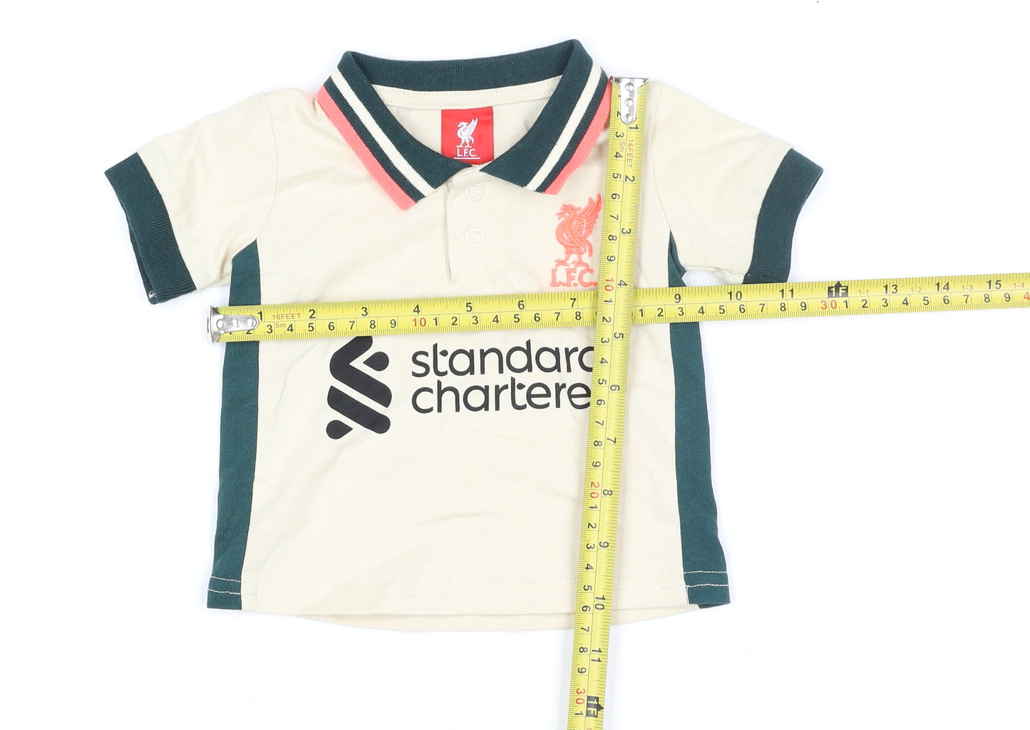Liverpool FC Beige Baby Polo Babygrow 0-3 Months Short Sleeve Cotton