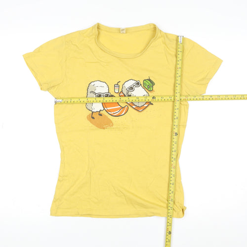 Pampling Womens Yellow Graphic T-Shirt Medium Funny Cartoon Top