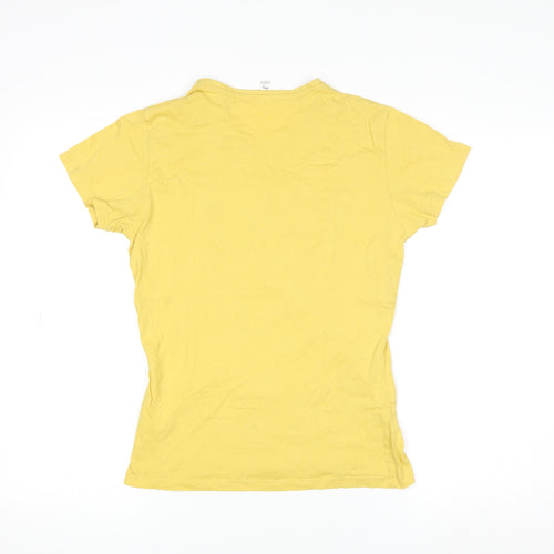 Pampling Womens Yellow Graphic T-Shirt Medium Funny Cartoon Top