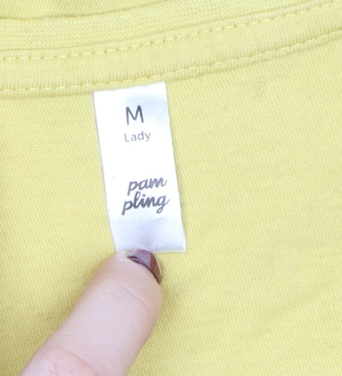 Pampling Womens Yellow Graphic T-Shirt Medium Funny Cartoon Top