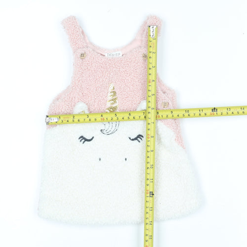 F&F Fred & Flo Pink Unicorn Fleece Sleeveless Pullover Jumper 3-6 Months