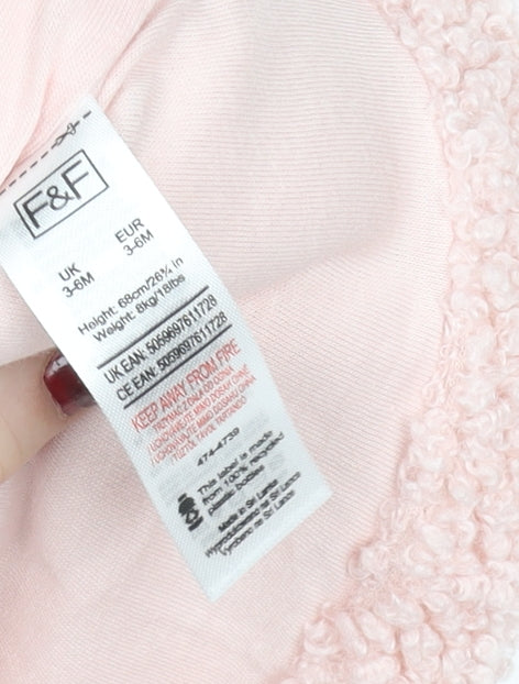 F&F Fred & Flo Pink Unicorn Fleece Sleeveless Pullover Jumper 3-6 Months