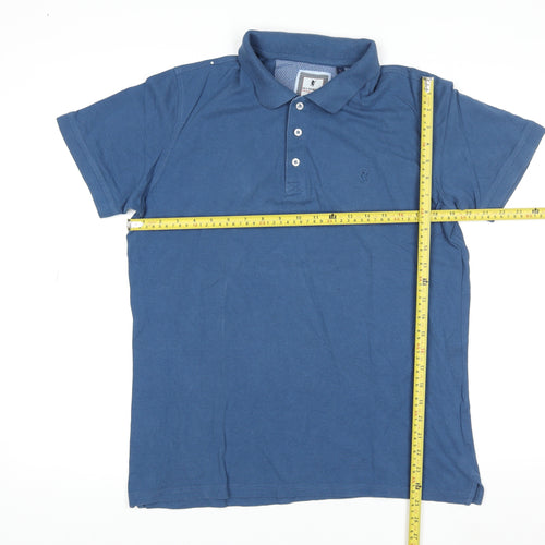 Sea Barrier Men's Blue Cotton Polo Shirt Size L Casual Classic