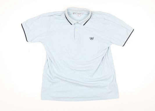 Consenso Men Blue Cotton Short Sleeve Polo Shirt L
