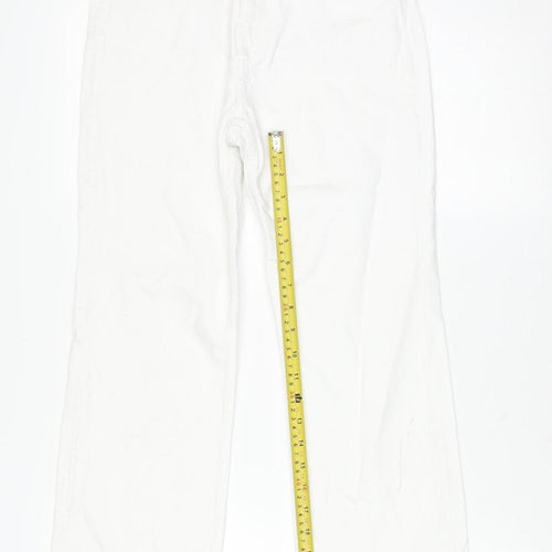 Bershka Women's White Cropped Flare Denim Jeans Size 6