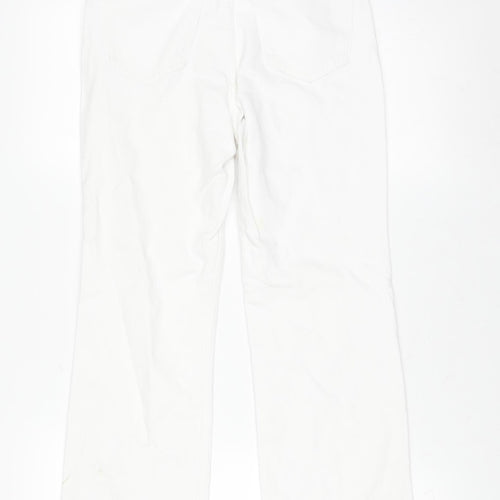 Bershka Women's White Cropped Flare Denim Jeans Size 6