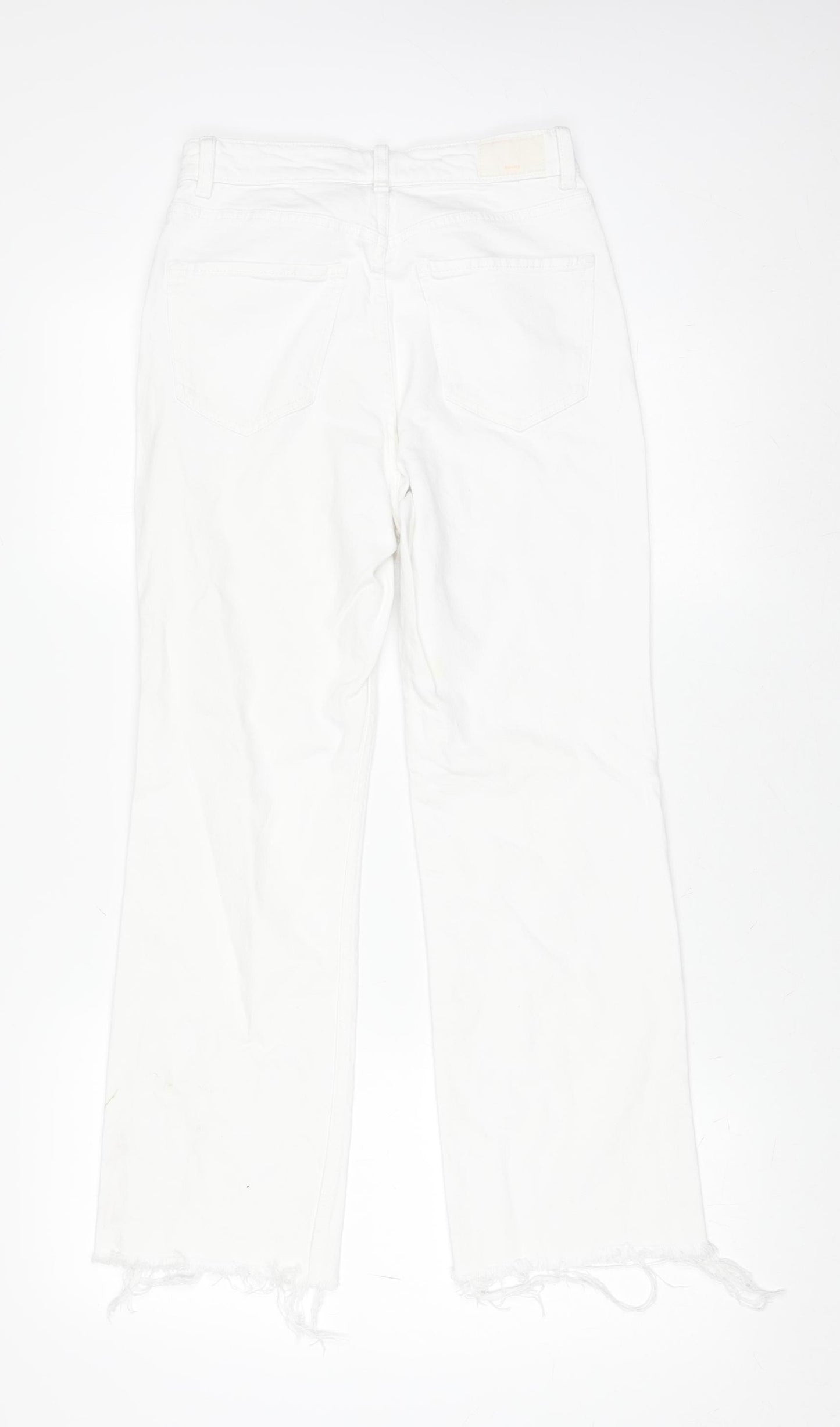Bershka Women's White Cropped Flare Denim Jeans Size 6