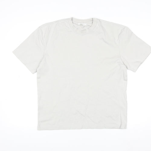 Zara Men Beige Cotton Crew Neck Short Sleeve Regular Fit T-Shirt M