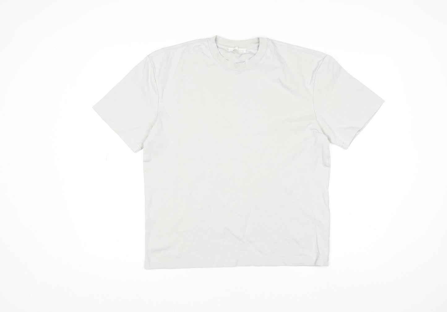Zara Men Beige Cotton Crew Neck Short Sleeve Regular Fit T-Shirt M