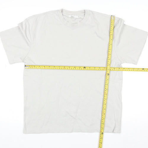 Zara Men Beige Cotton Crew Neck Short Sleeve Regular Fit T-Shirt M