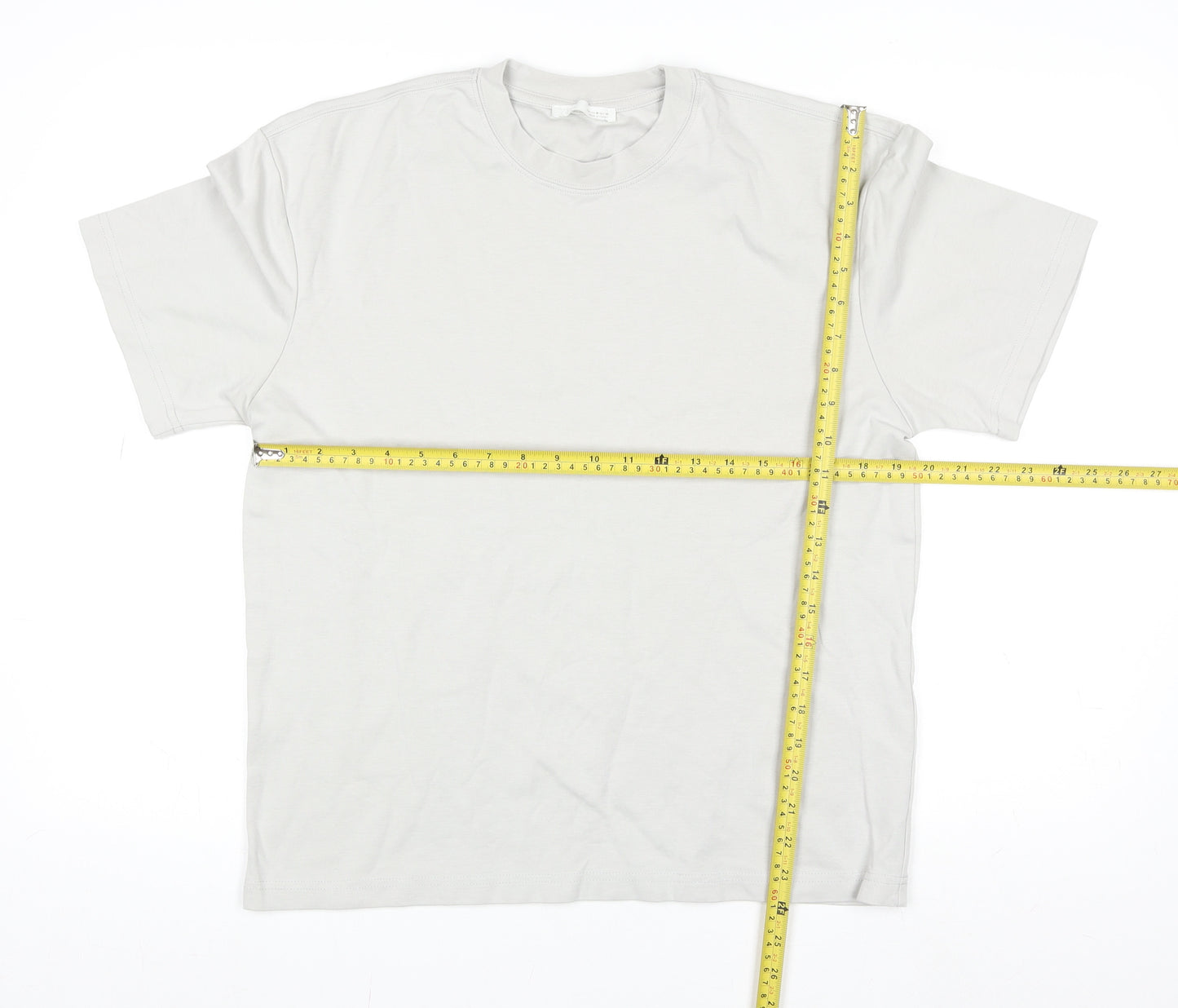 Zara Men Beige Cotton Crew Neck Short Sleeve Regular Fit T-Shirt M