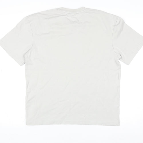 Zara Men Beige Cotton Crew Neck Short Sleeve Regular Fit T-Shirt M