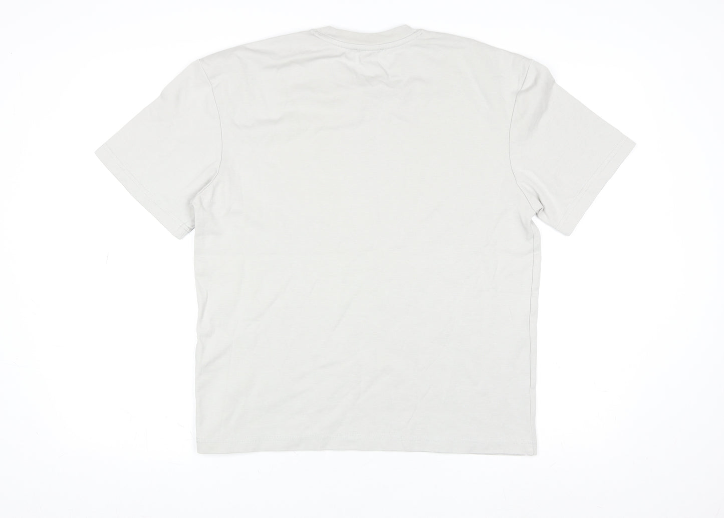 Zara Men Beige Cotton Crew Neck Short Sleeve Regular Fit T-Shirt M