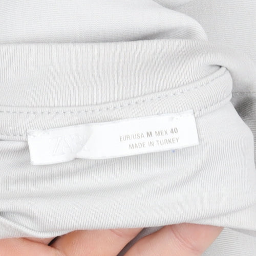 Zara Men Beige Cotton Crew Neck Short Sleeve Regular Fit T-Shirt M