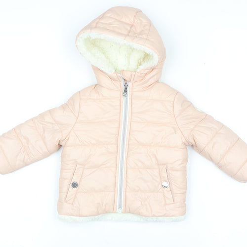 Michael Michael Kors Girls Pink Hooded Puffer Jacket 12M Lined Winter Coat