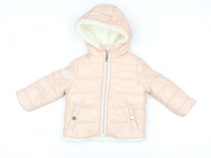 Michael Michael Kors Girls Pink Hooded Puffer Jacket 12M Lined Winter Coat