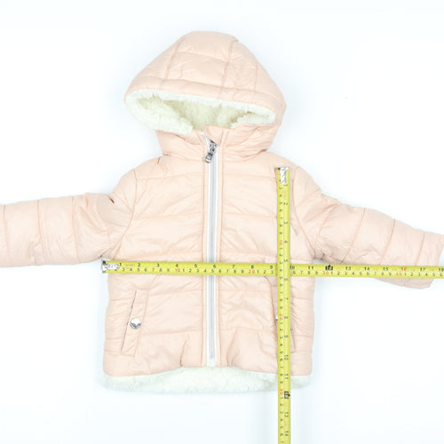 Michael Michael Kors Girls Pink Hooded Puffer Jacket 12M Lined Winter Coat