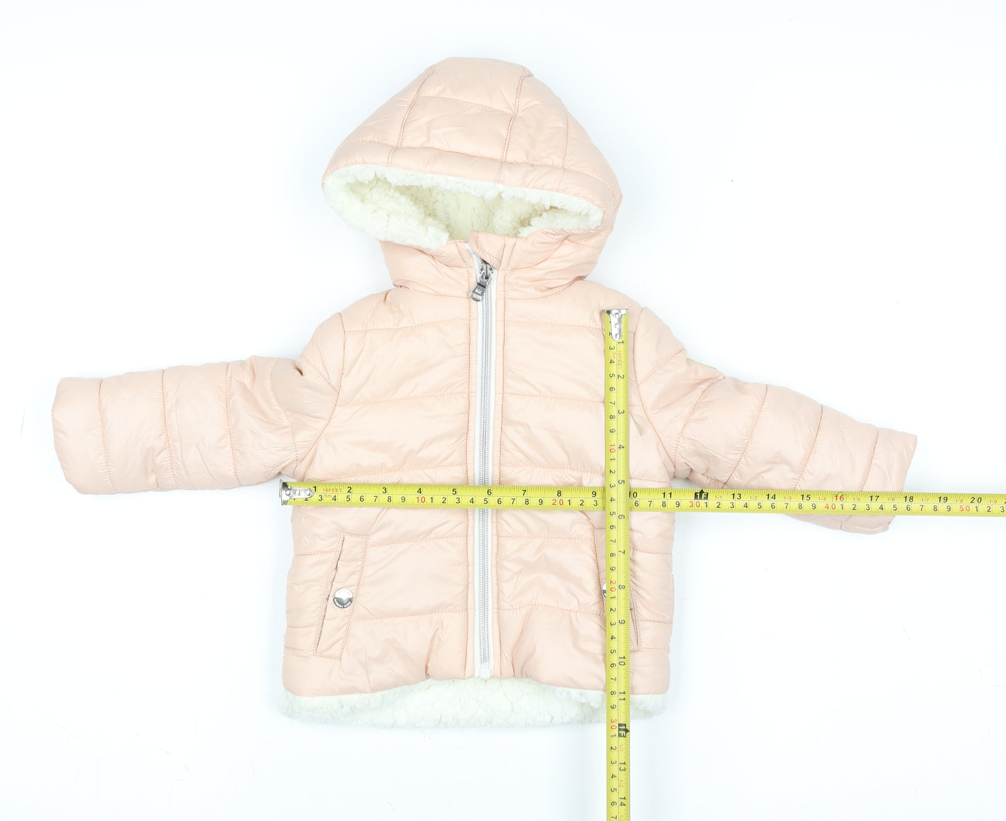 Michael Michael Kors Girls Pink Hooded Puffer Jacket 12M Lined Winter Coat