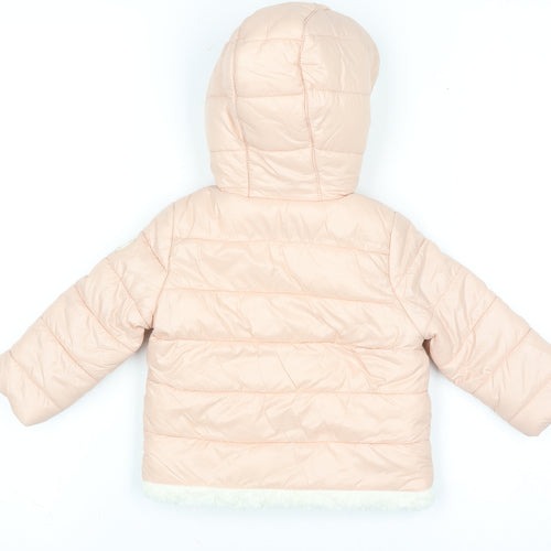 Michael Michael Kors Girls Pink Hooded Puffer Jacket 12M Lined Winter Coat