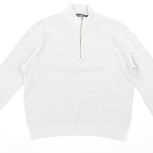 Gazman Men’s Grey Cotton Half Zip Waffle Knit Jumper XL