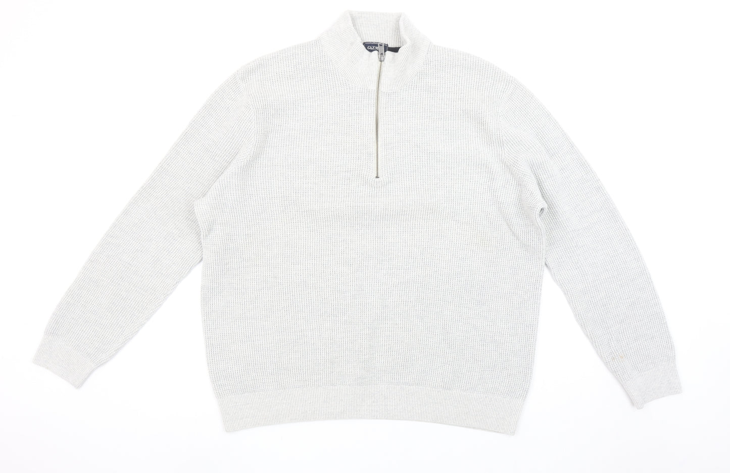 Gazman Men’s Grey Cotton Half Zip Waffle Knit Jumper XL