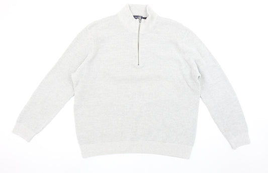 Gazman Men’s Grey Cotton Half Zip Waffle Knit Jumper XL