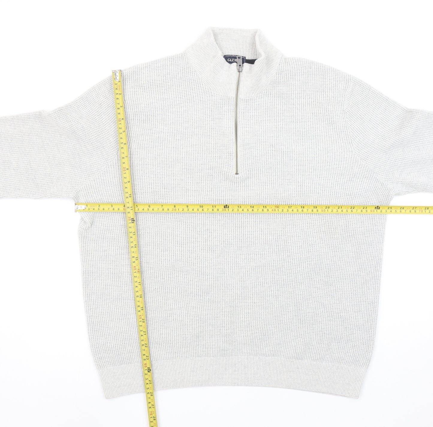 Gazman Men’s Grey Cotton Half Zip Waffle Knit Jumper XL