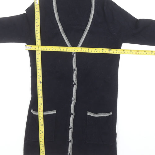 Zara Womens Black V-Neck Slim Fit Long Sleeve Cardigan Size S