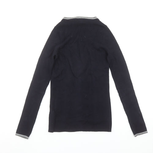 Zara Womens Black V-Neck Slim Fit Long Sleeve Cardigan Size S