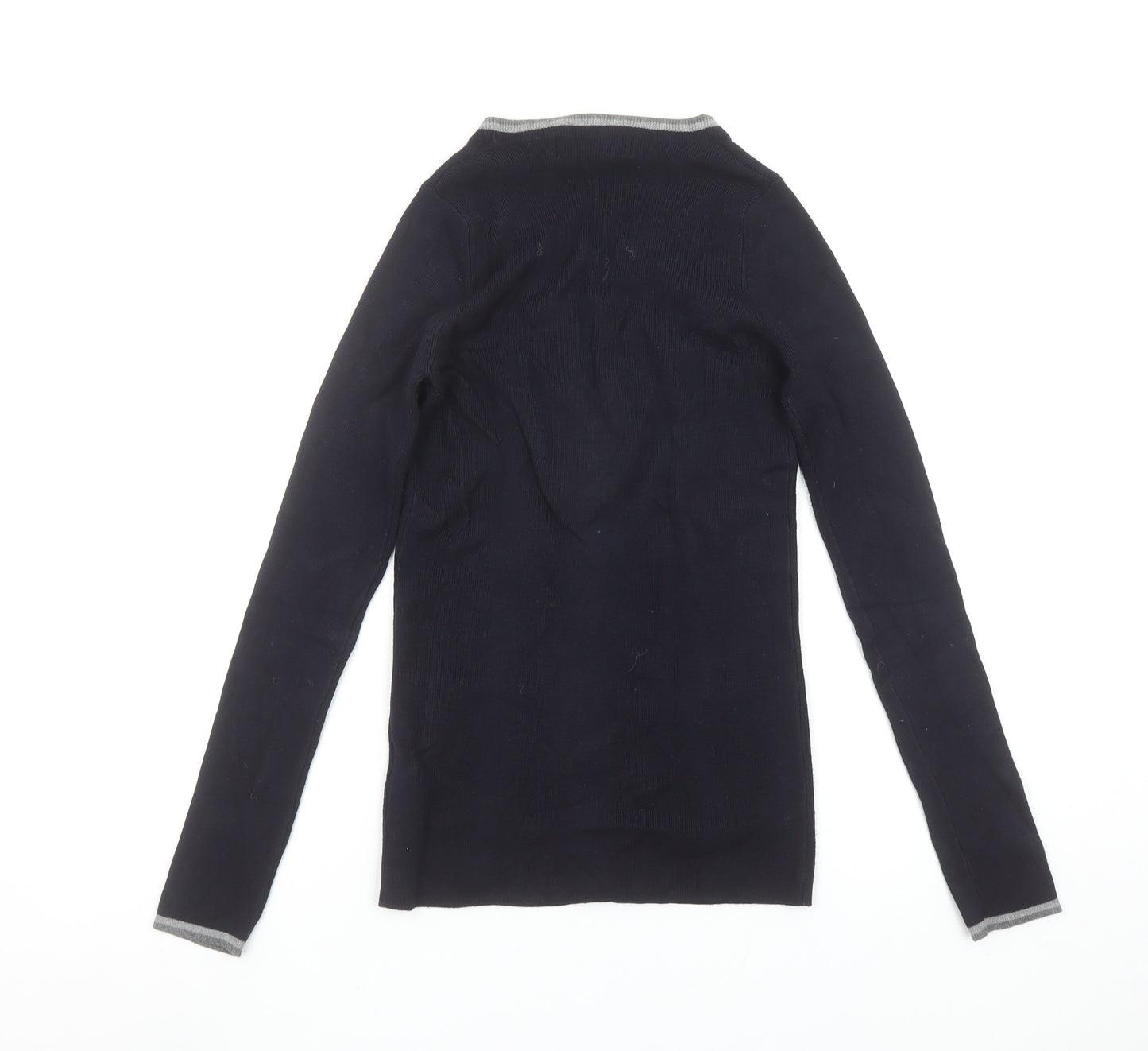 Zara Womens Black V-Neck Slim Fit Long Sleeve Cardigan Size S