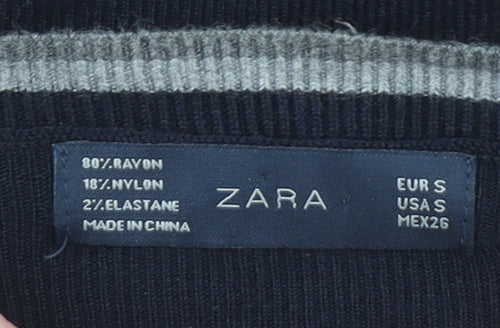 Zara Womens Black V-Neck Slim Fit Long Sleeve Cardigan Size S