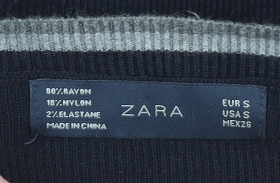 Zara Womens Black V-Neck Slim Fit Long Sleeve Cardigan Size S