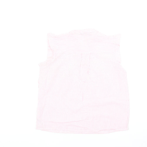 Dunnes Stores Women Pink Striped Cotton Sleeveless Blouse S
