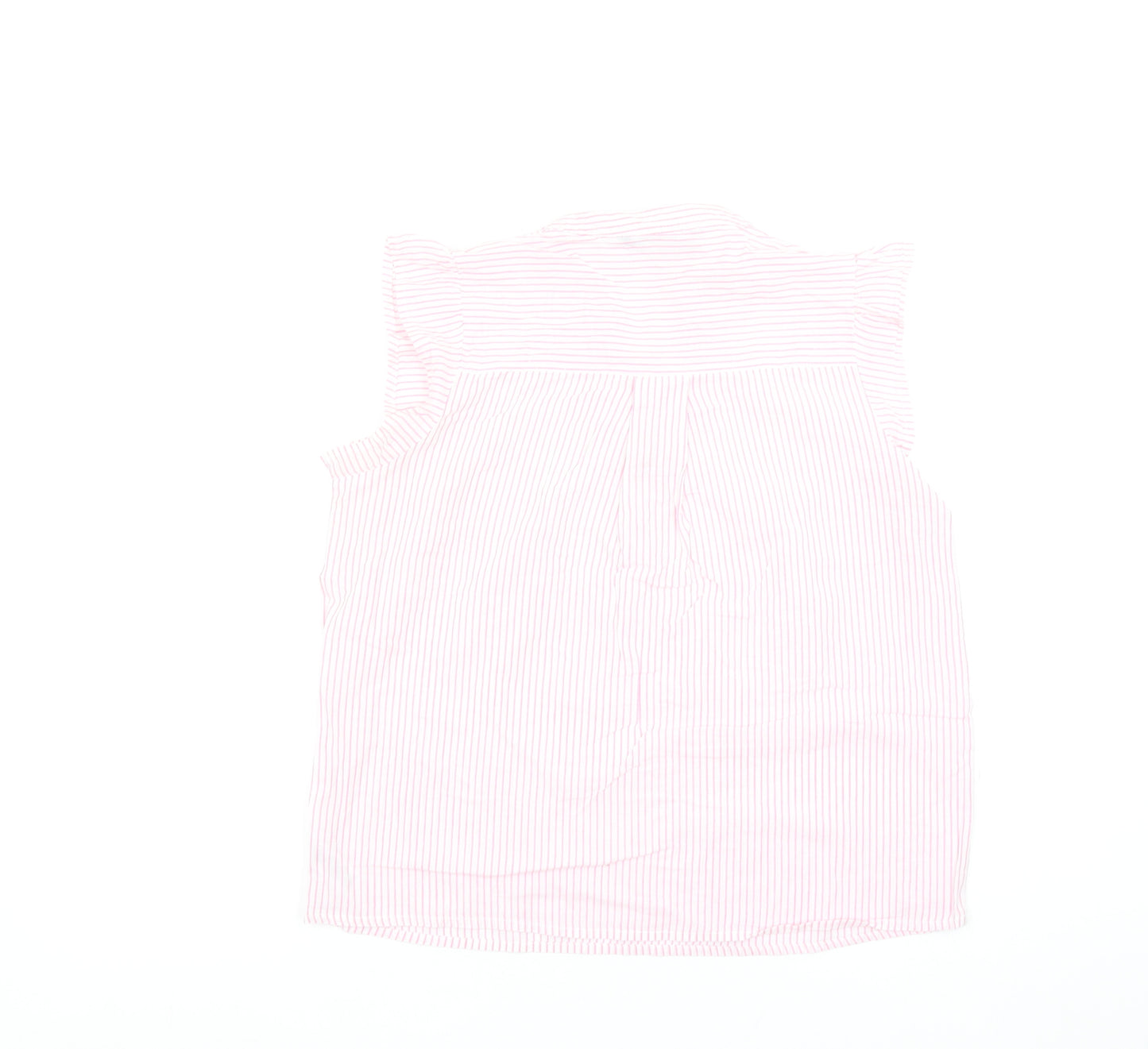 Dunnes Stores Women Pink Striped Cotton Sleeveless Blouse S