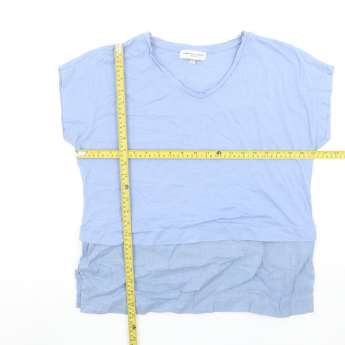 Carolyn Donnelly The Edit Women's Blue V-Neck Cotton Linen T-Shirt Size S