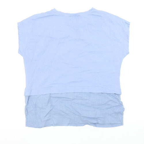 Carolyn Donnelly The Edit Women's Blue V-Neck Cotton Linen T-Shirt Size S