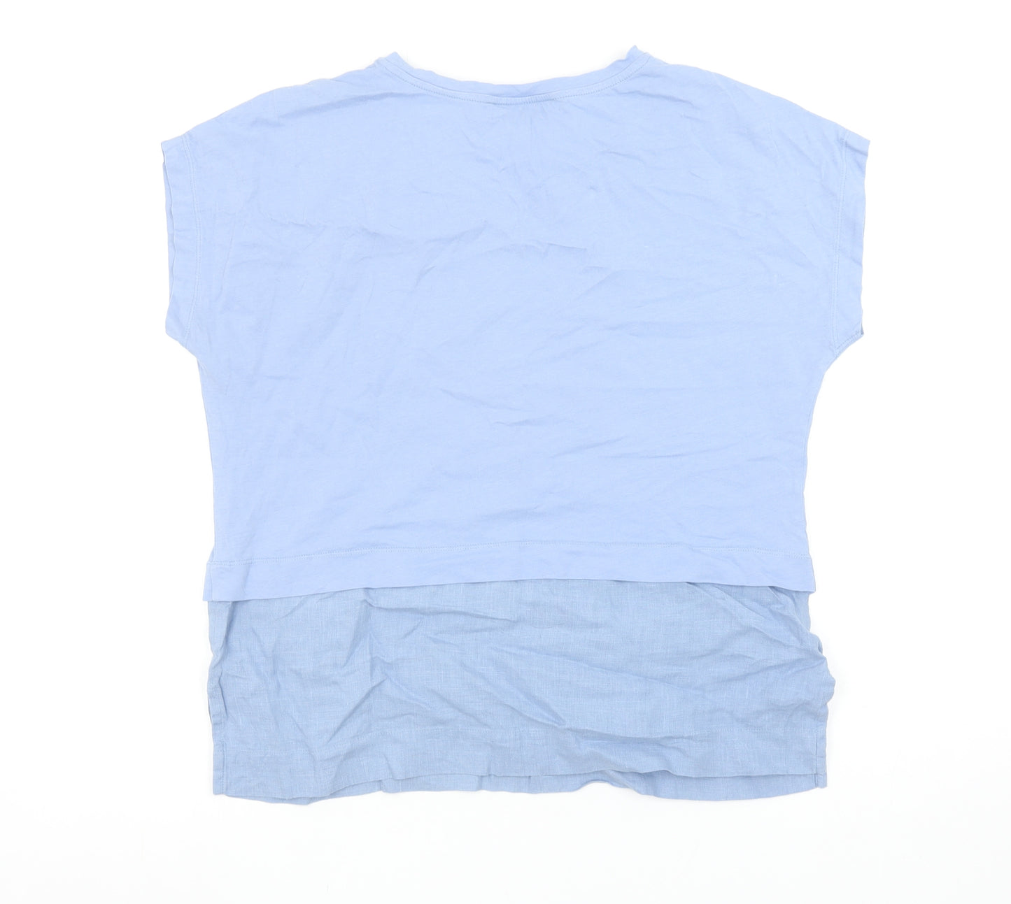 Carolyn Donnelly The Edit Women's Blue V-Neck Cotton Linen T-Shirt Size S