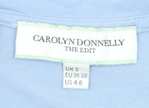 Carolyn Donnelly The Edit Women's Blue V-Neck Cotton Linen T-Shirt Size S