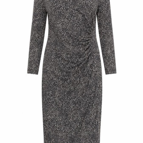 Oasis Women’s Black Geometric Bodycon Midi Dress XS Long Sleeve Viscose