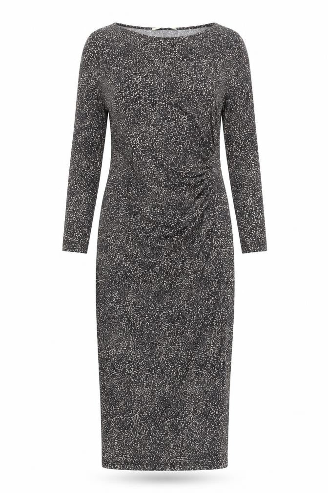 Oasis Women’s Black Geometric Bodycon Midi Dress XS Long Sleeve Viscose