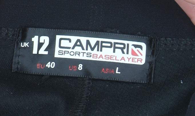 Campri Women’s Black Sports Base Layer Leggings Size 12