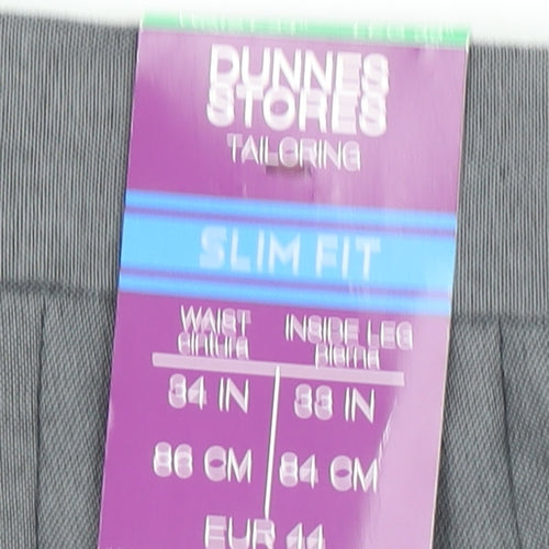 Dunnes Stores Men's Grey Slim Fit Dress Pants 34W 33L Trouser