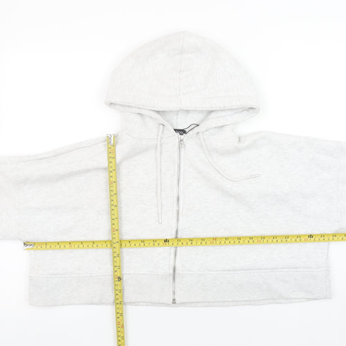 Boohoo Women Grey Full Zip Cropped Hoodie Size 8