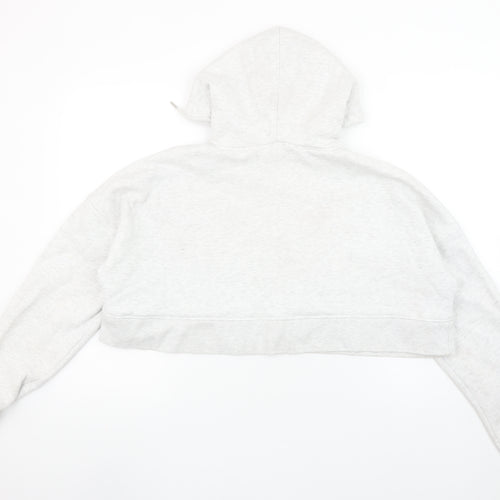 Boohoo Women Grey Full Zip Cropped Hoodie Size 8