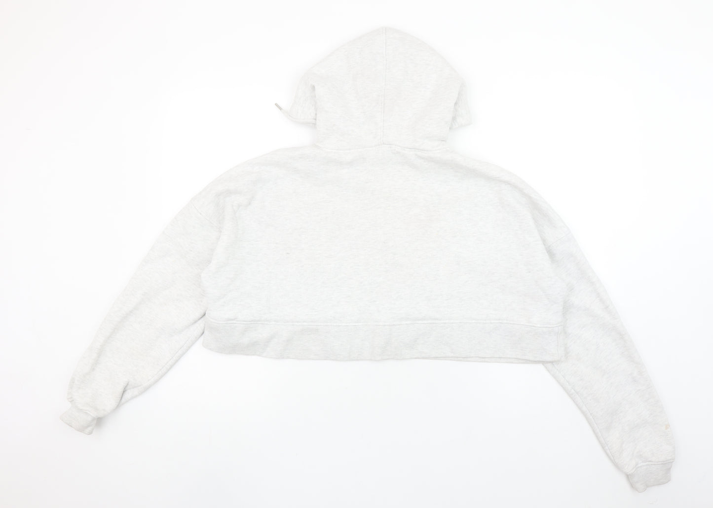 Boohoo Women Grey Full Zip Cropped Hoodie Size 8