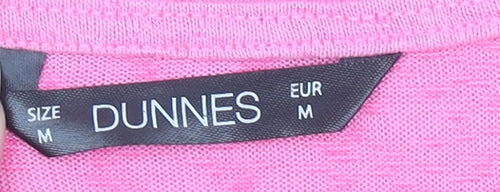 Dunnes Stores Women's Pink V-Neck Crochet Trim T-Shirt Size M