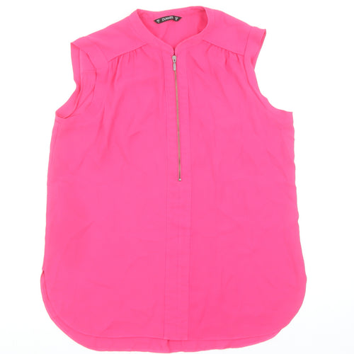Dunnes Stores Women's Pink Zip Front Sleeveless Blouse Size 14