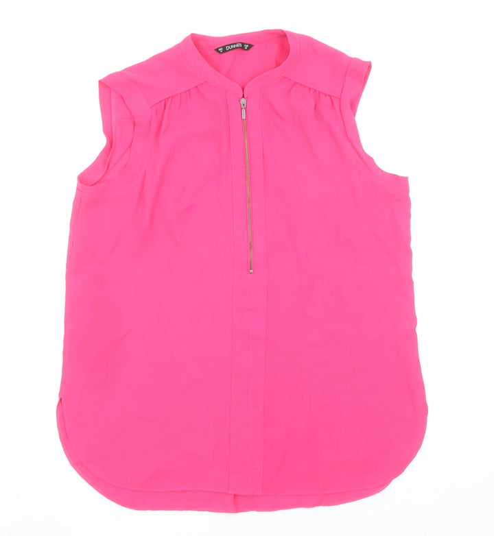 Dunnes Stores Women's Pink Zip Front Sleeveless Blouse Size 14